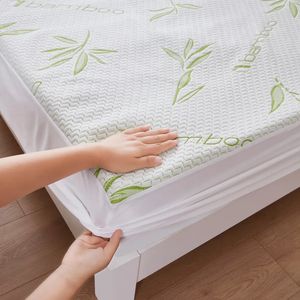 Bamboo fiber Waterproof Fitted sheet Air layer jacquard Mattress cover 15m 18m Bed Protector 240116