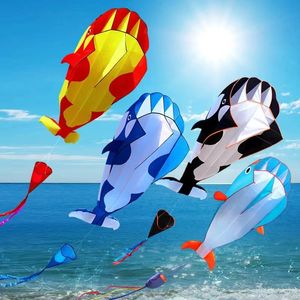 Grande macio kite golfinho kite nylon kite linha pipas animadas voando inflável arrastar pipa voando Kitestoys para crianças 240116