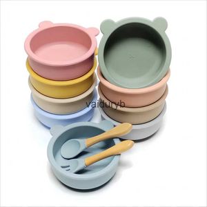 Tasses Vaisselle Ustensiles 3 pièces Bol en silicone pour bébé Bol à ventouse Vaisselle pour enfants Bol complémentaire Assiette à dîner pour enfants Vaisselle en siliconevaiduryb