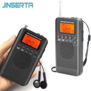 Radio Jinserta Portable Mini Fm/am Radio Speaker Music Player with Alarm Clock Lcd Digital Display Support Battery and Usb Powered