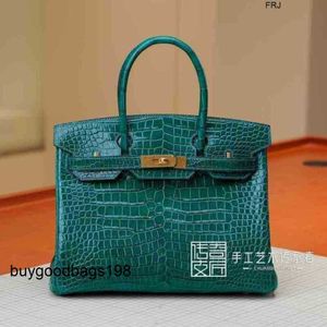 Designer Bags Womens Handbags Craftsmen FrencHand Sew 2024 New Bag Platinum Crocodile Skin 6q Emerald Green 30cm Gold Buckle Handbagnwjj Have Logo Fr Pd4o