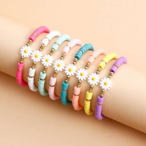 Strand 2024 Freizeit Bunte weiche Keramik handgewebte Armbänder Gänseblümchen-Blumen-Accessoires