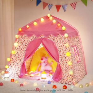 Barn Play Tent Princess Castle Play Tent Oxford Fabric Large Fairy Playhouse med bärväska för pojkar flickor inomhus utomhus 240115