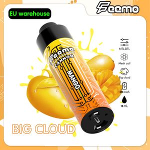 Puff 10k disposable vape big cloud EU Shipping Feemo Cannon DTL vaping disposable vapes Pen type-c cable charge with 0.5ohm resistance EU US Local Warehouse