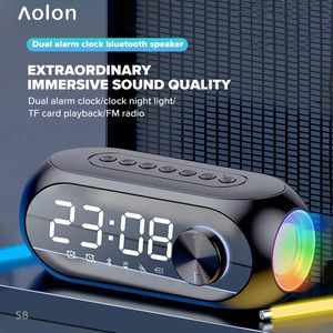Alto-falantes Aolon Portátil Bluetooth Speaker com Dual Alarm Clock Temperatura Display Sem Fio HiFi Alta Qualidade Super Volume Alto-falantes