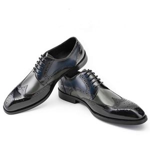 Vestido masculino italiano handamde couro genuíno 2023 designer qualidade clássico brogues casamento social oxford sapatos homem