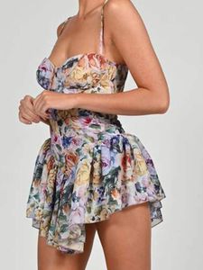 Lässige Kleider 2024 Frisches, süßes und süßes Sling-Kleinblumenkleid im Sommerstil