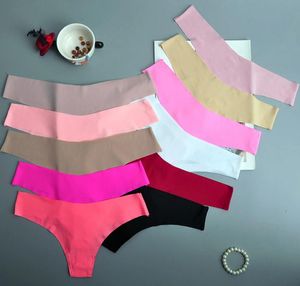 European and American sexy ice silk cotton seamless women's thong with printed solid color underwear for girls Women's G-Strings