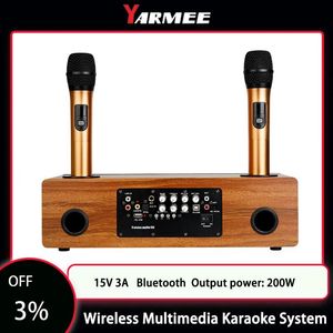 Microphones Yarmee Professional Echo Wireless Karaoke Singing System Include 2channel Microphone Bluetooth Speaker Amplifier for Home Ktv