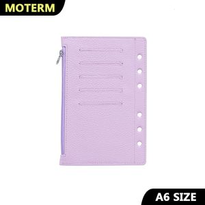 Moterm Zipper Flyleaf dla A6 Rozmiar Pierścień Planner Oryginalny kazekbowane skórzana skórzana dzielnik torba do przechowywania Notebook Akcesorium 240115