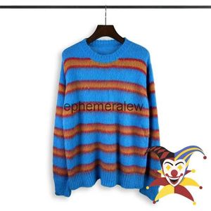 Maglioni da uomo Maglione in mohair lavorato a maglia a righe blu girocollo Uomo Donna Felpa oversize di migliore qualità effimera