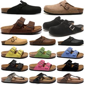 Birkinstocks Boston Clogs Designer Kapcie Cork płaskie letnie skórzane zamsz zjeżdżalnia plażowe klapki klapki paski zjeżdżalnia Birkins Stocks Arizona Mayari Sandals Dhgate