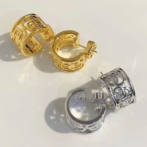 Brincos Designer para mulheres 14K banhado a ouro letras parafuso prisioneiro com caixa para festa casamentos jóias presente
