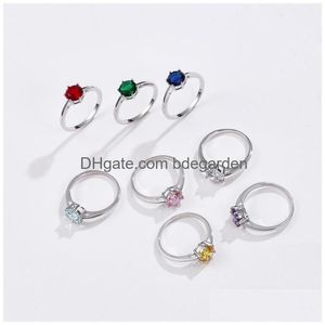 Anel solitário cor esmeralda natural cz anéis de dedo para mulheres 8mm clássico prata esterlina 925 anel de noivado de casamento joias finas gif dhym4