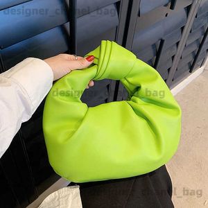 Omuz çantaları 2023 moda hobo çantası lüks tasarımcı çanta markası kadınlar düğümlü sapı debriyaj çantası mor yeşil pu deri bayanlar çanta t240116