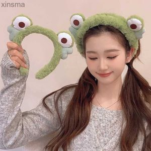 Headbands Green Frog Hair Headbands Comfortable Velvet Hair Bands Bear Ear Rabbit Ear Cute Headbands Winter Korean Hair Accessories Kawaii YQ240116