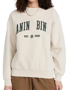 Kadın Hoodies Basit Katı Mektup Nakış Sweatshirt Unisex Pamuk Sıradan Gevşek O-Beck Üstler Klasik Vintage Külot Kıyafetleri