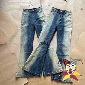 Herren-Jeans, Farbverlauf, ausgestellt, für Herren und Damen, 1 hochwertige, gewaschene, übergroße Denim-Hose