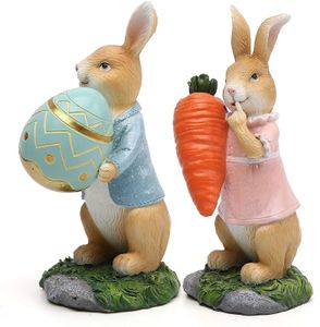 Cute Easter Rabbit Holding Eggs Ornaments Garden Bunny Carrots Happy Party Decoration for Home 240116