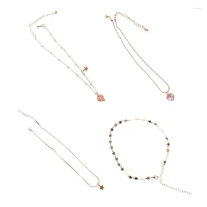 Pendant Necklaces Female Trend Niche Ins Collarbone Chain White Pearls Love- Star Necklace Student Simple Temperament Cold Wind