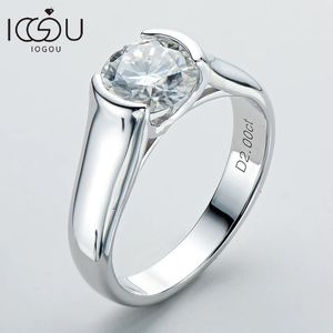 IOGOU 2ct Diamond Solitiare Engagement Rings For Women 100% 925 Sterling Silver Bridal Wedding Band Bezel Setting 8mm 240115