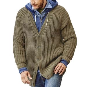 Hot Selling Men's Autumn And Winter Knitwear Loose Long Sleeved Thick Needle Sweater Solid Color Cardigan Jacket