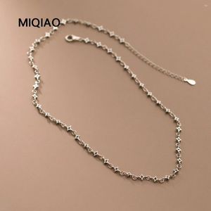 Hängen Miqiao 925 Sterling Thai Silver fyrkantiga stjärna Kvinnakedja Kort lyxig choker Kvinnlig halsband Eleganta kvinnor