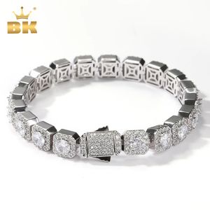 THE BLING KING 10 mm quadratische Cluster-Tenniskette Herrenarmband HipHop Link Iced Out Baguettecz Zirkonia Rock Schmuck 240115