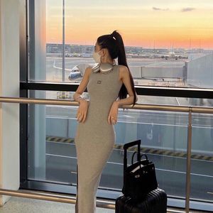 Designer Women's Dresses Knitted Fabrics Hem Split Fashion Casual Summer Women's Sexy Sports Slim Dresses