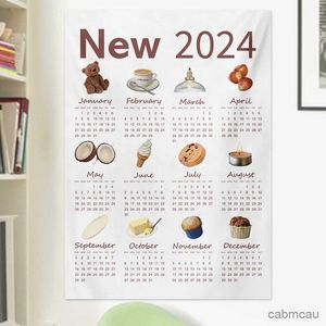 Tapestries 2024 Calendar Hanging Cloth Girls Room Decor Decorative Wall Tapestry Bedroom Background Cute Hanging Cloth Photo Props