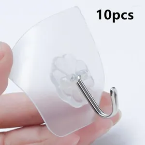 Hooks 10pcs Multi-Purpose Hook Transparent Super Strong Self Adhesive Key Storage Hanger For Kitchen Bathroom Decor Wall