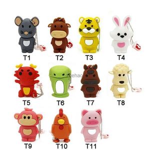 Unidades flash USB JASTER USB 2.0 Flash Drives 64GB Creative Cartoon Pen Drive 32GB Zodiac Pendrive 16GB 8GB 4GB Presente Armazenamento Externo Memory Stick