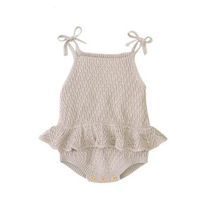 Bebê bodysuit bonito nascido menina outfits roupas topos moda verão criança infantil cinta macacão sólido de malha crianças onesie 0-2y 240116