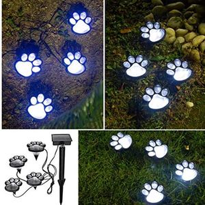 Lawn Lamps Solar Lights Outdoor Waterproof Dog Paw Lamp Cat Puppy Animal Garden Path Paw Lamp Walkway Lighting for Patio Yard Any Pet Lover YQ240116