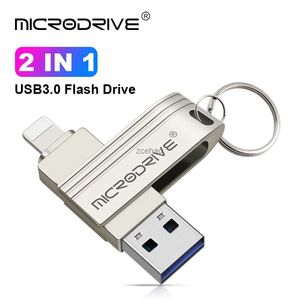 USB Flash Drives Iphone Lightning USB 3.0 Flash Drive 256GB For IOS iPad PC Silver Black OTG Pen drive 128GB 2 in 1 Pendrive 64GB Memory stick