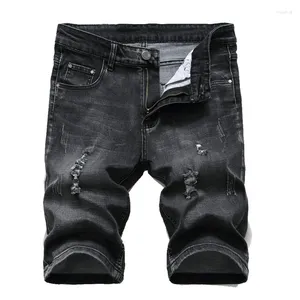 Pantaloncini da uomo 2024 Jeans estivi da uomo in denim elasticizzato slim fit Jeans corti da uomo firmati in cotone casual invecchiato nero