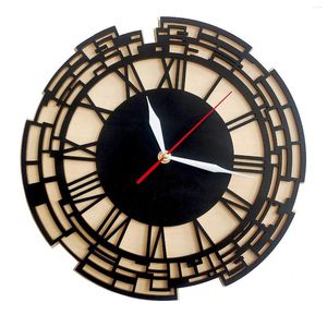 Relógios de parede Venezia Preto Único Silencioso Não Ticking Relógio para Quarto Design Moderno Arte Minimalista Rústica Decoração de Casa Relógio