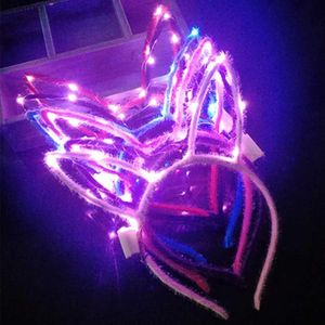 Tiaras crianças iluminam desenhos animados orelha de coelho argola de cabelo faixa de cabeça decoração de festa à noite adereços yq240116