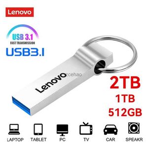 Unidades Flash USB Lenovo U Disk 2TB USB 3.0 Pendrive de alta velocidade 1TB Tipo-C Interface Celular Computador Transmissão Mútua Memória USB portátil