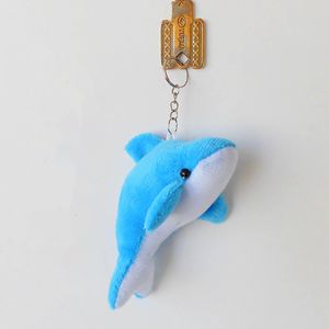 Fashion Dolphin Plush Dolls Key Chains Ring Woman Bag Charms Keychain Faux Rex Rabbit Fur Pompom Toy Car Keyring Party Trinket 240116