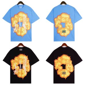 Hip Hop T-Shirts T-Shirts Eur US-Größe Fire Cotton Bedruckte T-Shirts Tops Sommer T-Shirt 24SS Echte Bilder