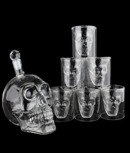 Crystal Skull Head S Cup Zestaw 700 ml Whisky Wine Butelka 75 ml Szklanki Kubki Dekanter Home Bar Wodka Picie Kubki 3367906