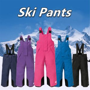 Winter Girls Ski Pants Jumpsuit Windproof Overall Pants Tracksuits for Children Waterproof Warm Kids Boys Snow Ski Trousers 240115