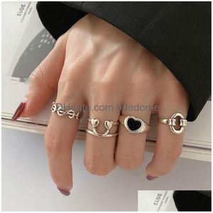 Bandringar sterling sier korea hjärtformad kärlek persika dollar ring kvinnlig pekfinger svans trend 712 z2 droppleverans juvelr dh9ea