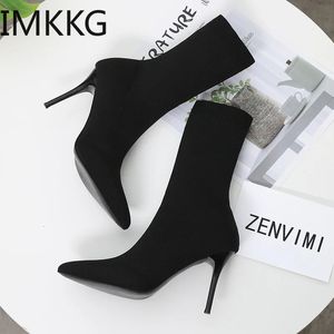 Sexy Sock Boots Knitting Stretch Boots High Heels for Women Fashion Shoes Spring Autumn Ankle Boots Female Size 42 240115