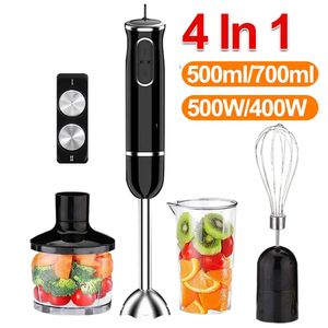 4 I 1 Electric Stick Hand Blender 500W Food Processor 2 Mix Speed ​​Egg Egn Mixer Juicer Meat Grinder Handheld Set 240116