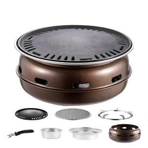 Camping Grill Stove Multifunctional Tabletop Smoker Grill Portable Barbecue Stove Household Charcoal Stove for Outdoor Camping 240116