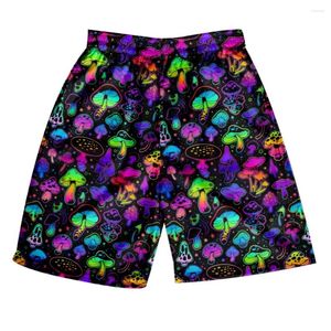 Short fluorescent pour hommes, champignons, Hip Hop, respirant, sport décontracté, unisexe, Streetwear, jogging, vêtements gothiques de plage