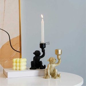 Castiçais castiçal castiçal engraçado macaco segurando vela decorações para casa resina diy festa de aniversário casamento casa decorações de mesa yq240116