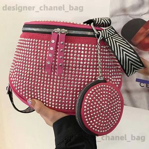 Axelväskor rhinestone pu kvinnliga bröstväska midjepaket handväskor mode damer fanny packs rem axel crossbody väska kvinnlig casual handväska t240116